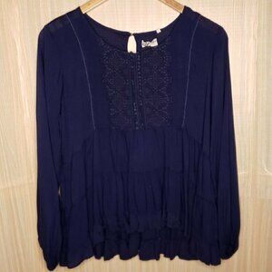Clothing Obsessed Company Plus Navy Boho Blouse